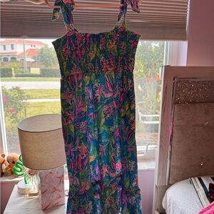 Floral Blue and Pink Kids Dress